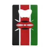 ステンレス鋼ボトルオープナーとケニア国旗 クレジットカード栓抜き (正面)