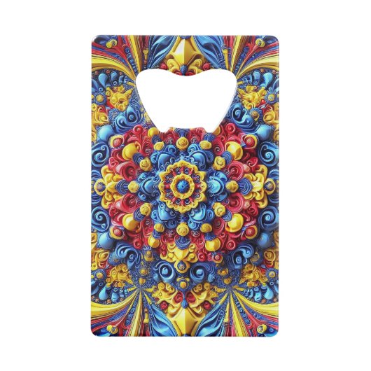 ステンレス鋼ボトルオープナーとルーマニア色 クレジットカード栓抜き (正面)