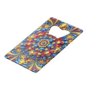 ステンレス鋼ボトルオープナーとルーマニア色 クレジットカード栓抜き (正面アングル)