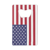 ステンレス鋼ボトルオープナーと米国国旗 クレジットカード栓抜き (正面)