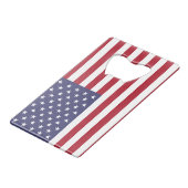 ステンレス鋼ボトルオープナーと米国国旗 クレジットカード栓抜き (裏面アングル)