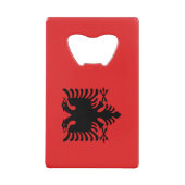 ステンレス鋼ボトルオープナーアルバニア国旗 クレジットカード栓抜き (正面)