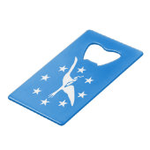 ステンレス鋼ボトルオープナーコーパスクリスティ国旗 クレジットカード栓抜き (正面アングル)