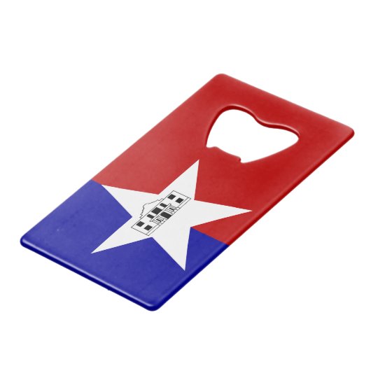 ステンレス鋼ボトルオープナーサンアントニオ国旗 クレジットカード栓抜き (正面アングル)