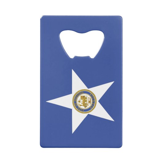 ステンレス鋼ボトルオープナーヒューストン国旗 クレジットカード栓抜き (正面)