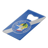 ステンレス鋼ボトルオープナー国旗ラスベガス クレジットカード栓抜き (正面アングル)