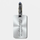 ステンレス鋼メタリックテクスチャ画像カスタム文字 ラゲッジタグ (裏面縦)
