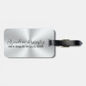 ステンレス鋼メタリックテクスチャ画像カスタム文字 ラゲッジタグ (裏面横)