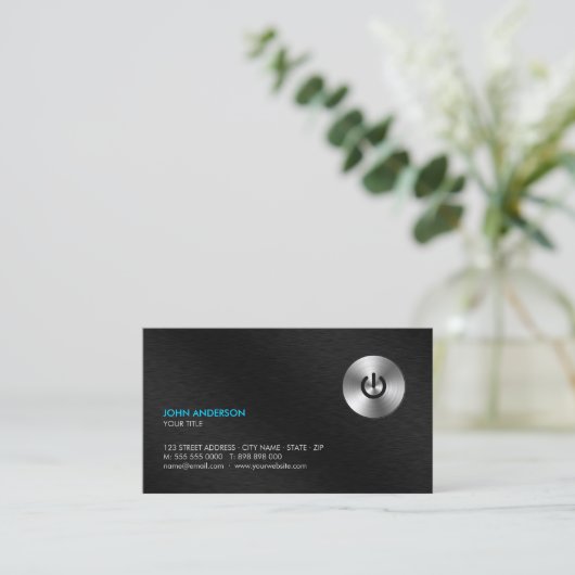 ステンレス鋼力ボタンのハイテクなプロフェッショナル 名刺 (スタンド正面)
