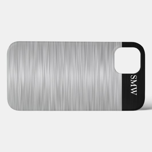 ステンレパーソナライズされたスフェイク鋼とブラック Case-Mate iPhoneケース (裏面 (横))