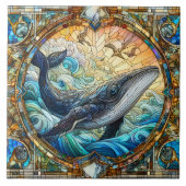 ステン威厳のあるドグラスで鯨 タイル (正面)