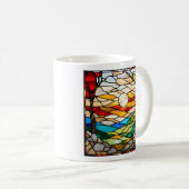 ステン素晴らしドグラスの夕焼け風景 コーヒーマグカップ (正面右)