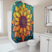 ステン素晴らしドグラス花ひまわり シャワーカーテン (インサイチュ)