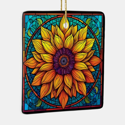ステン素晴らしドグラス花ひまわり セラミックオーナメント (右)