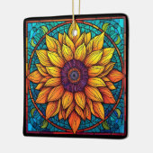 ステン素晴らしドグラス花ひまわり セラミックオーナメント (左)