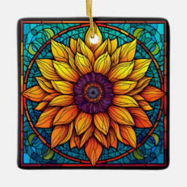 ステン素晴らしドグラス花ひまわり セラミックオーナメント