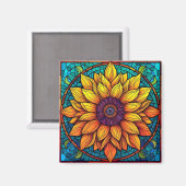 ステン素晴らしドグラス花ひまわり マグネット (正面/裏面)