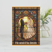 ステン結婚ドグラス伝統的のデザイン 招待状 (スタンド正面)