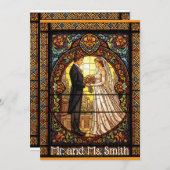 ステン結婚ドグラス伝統的のデザイン 招待状 (正面/裏面)