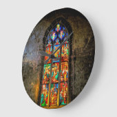 ステン鮮やかドカラフルグラス窓 ラージ壁時計 (傾斜)