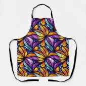 ステン鮮やかドグラスフローラ:カラフルデザイン エプロン (正面)