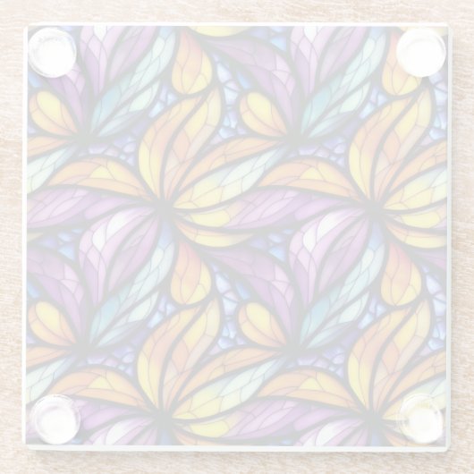 ステン鮮やかドグラスフローラ:カラフルデザイン ガラスコースター (裏面)