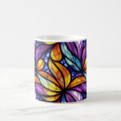 ステン鮮やかドグラスフローラ:カラフルデザイン コーヒーマグカップ (中央)