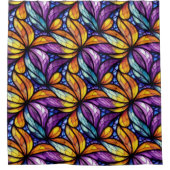 ステン鮮やかドグラスフローラ:カラフルデザイン シャワーカーテン (正面)