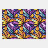 ステン鮮やかドグラスフローラ:カラフルデザイン ラッピングペーパーシート (正面3)