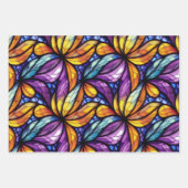 ステン鮮やかドグラスフローラ:カラフルデザイン ラッピングペーパーシート (正面2)