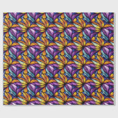 ステン鮮やかドグラスフローラ:カラフルデザイン ラッピングペーパー (フラット)