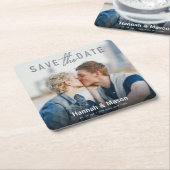 ステーはっきりしたトメント保存日の写真アナウンス スクエアペーパーコースター (アングル)