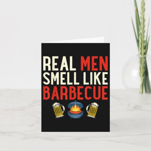 ステーキおもしろいグリルBbqシェフ実在の男の匂い カード (正面)