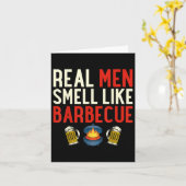 ステーキおもしろいグリルBbqシェフ実在の男の匂い カード (黄色い花)