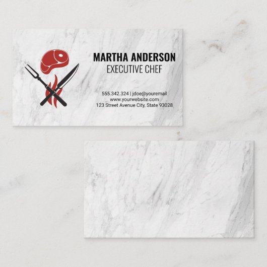 ステーキと食器 名刺 (正面/裏面)