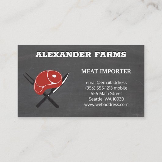 ステーキの出し物 | 黒板 名刺 (正面)