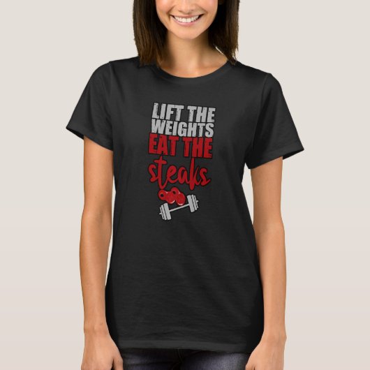 ステーキの重食べさを上げる Tシャツ (正面)