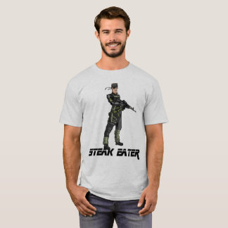 ステーキの食べる人-無地のなハンクが付いているTシャツ Tシャツ