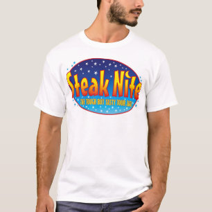 ステーキのNite旅行のロゴの前部は/消します Tシャツ