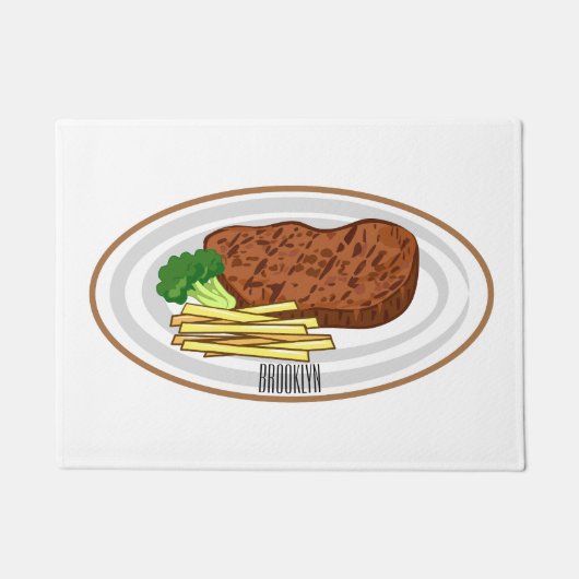 ステーキアニメイラストレーション ドアマット (正面)