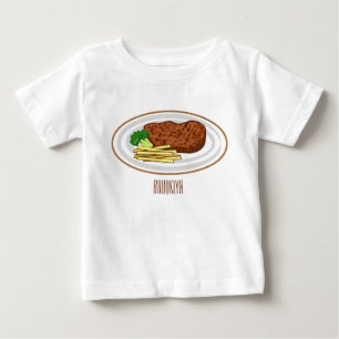 ステーキアニメイラストレーション ベビーTシャツ
