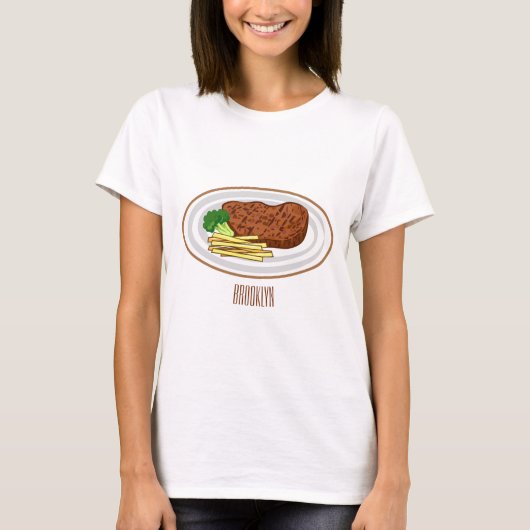 ステーキアニメイラストレーション Tシャツ (正面)