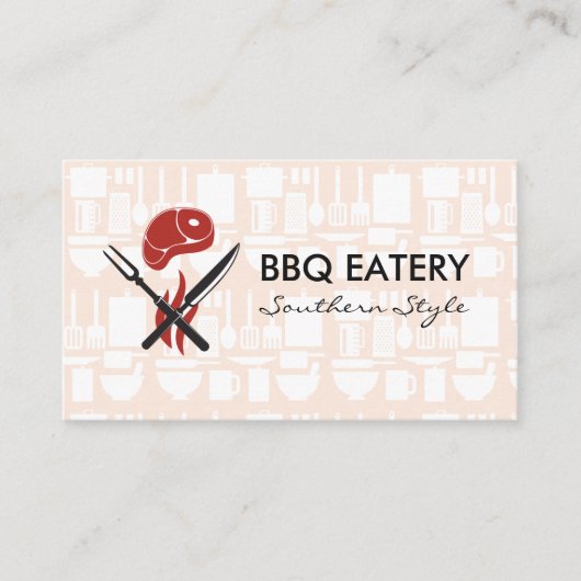 ステーキカトラリーロゴ | キッチンパターン 名刺 (正面)