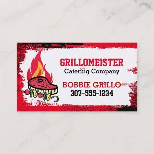 ステーキケバブの炎を焼きBBQシェフケータリング コーリングカード (正面)