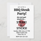 ステーキスティックおもしろいステーキBBQパーティー 招待状 (正面)