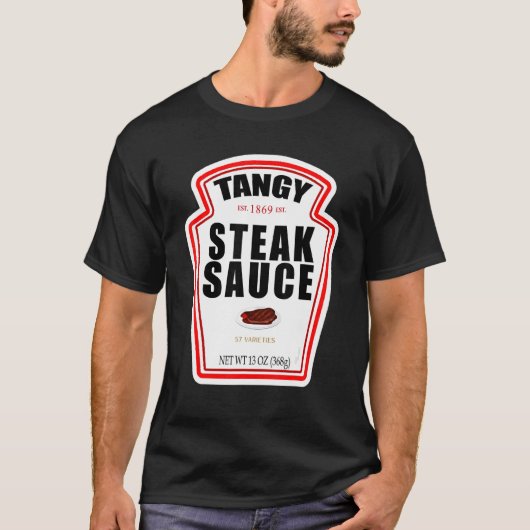 ステーキソースボトルラベルハロウィーン衣装 Tシャツ (正面)