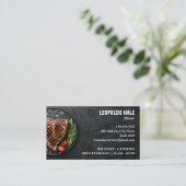 ステーキハウスビジネス | ミニマリストのダークウォール 名刺 (スタンド正面)