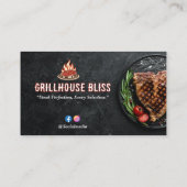 ステーキハウスビジネス | ミニマリストのダークウォール 名刺 (裏面)