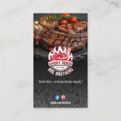 ステーキハウスビジネス | ミニマリストのダークバーコード 名刺 (裏面)