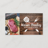 ステーキハーブとスパイス | ウッド 名刺 (正面)